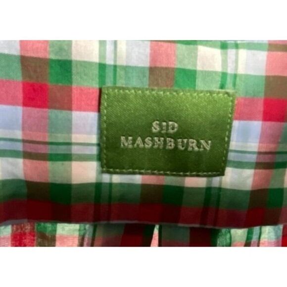 Sid Mashburn Men's Long-Sleeve Plaid Button-Down Shirt Size L Green/Pink/White - Picture 5 of 9